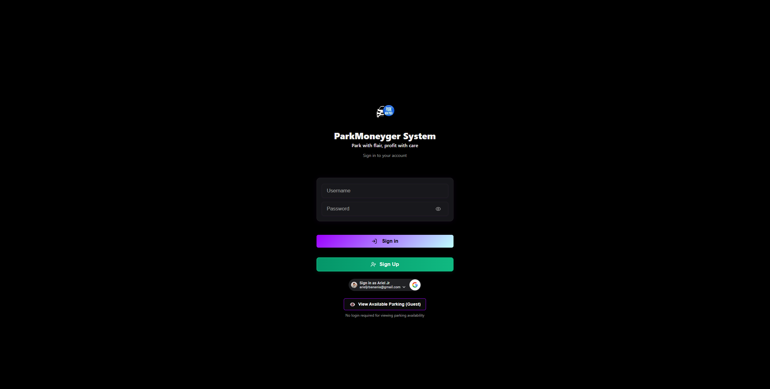ParkMoneyger System Banner