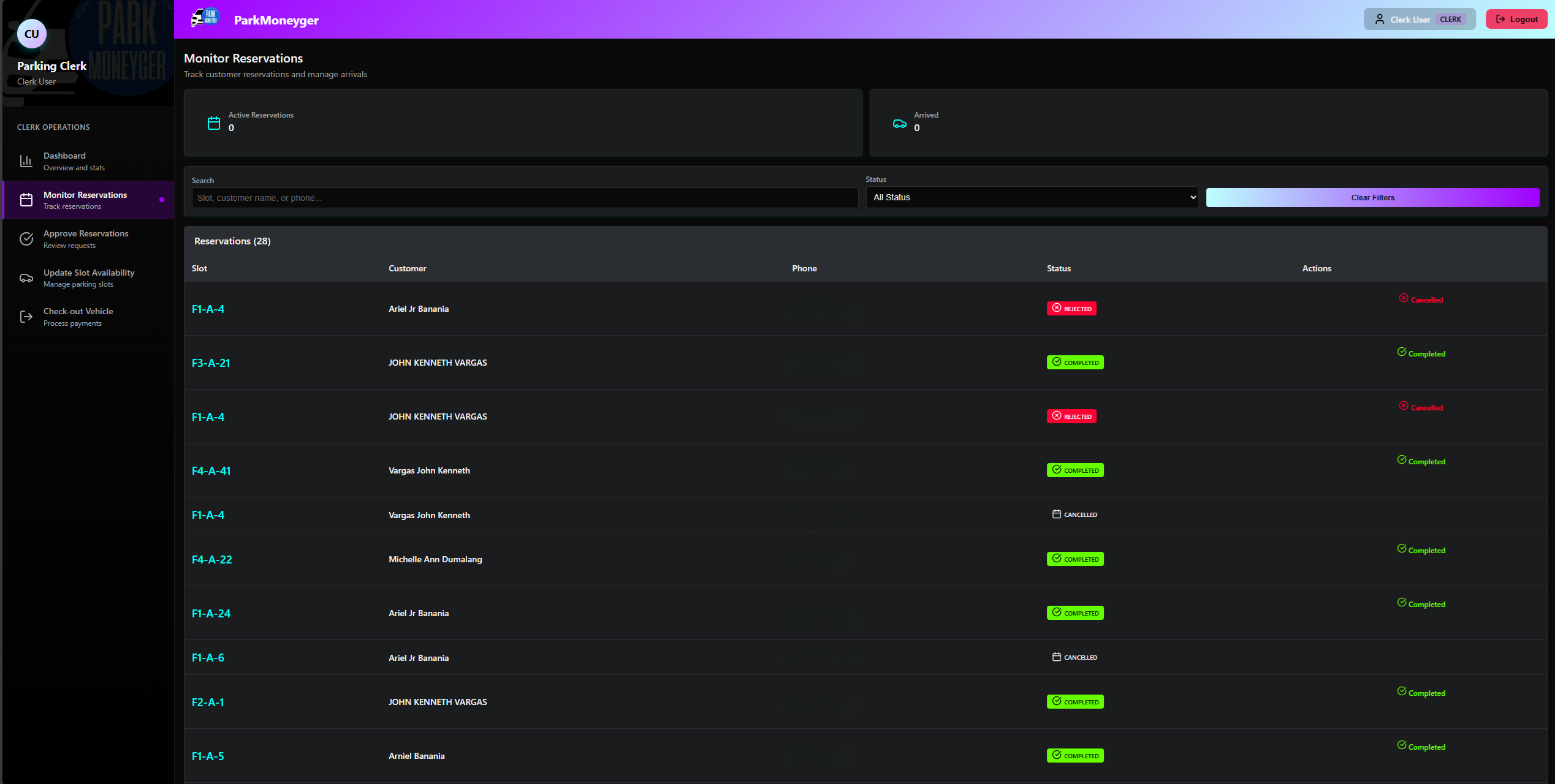 Clerk Interface